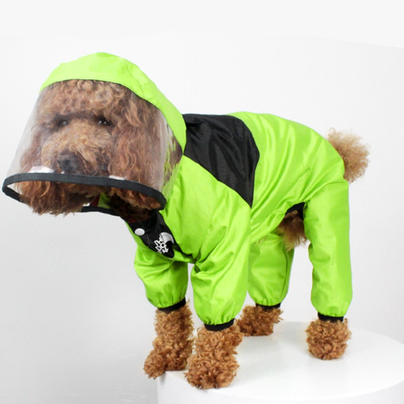 Dog Raincoat Transparent Hooded Jumpsuit Waterproof Coat Resistant