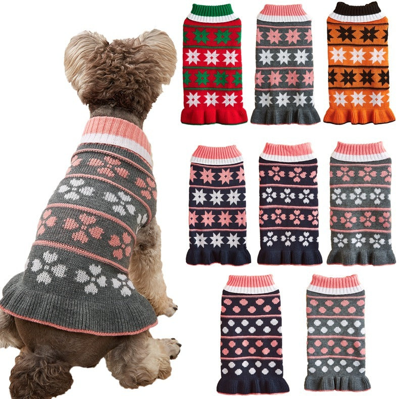 New Dog Dress Autumn Winter Star Wave Cat