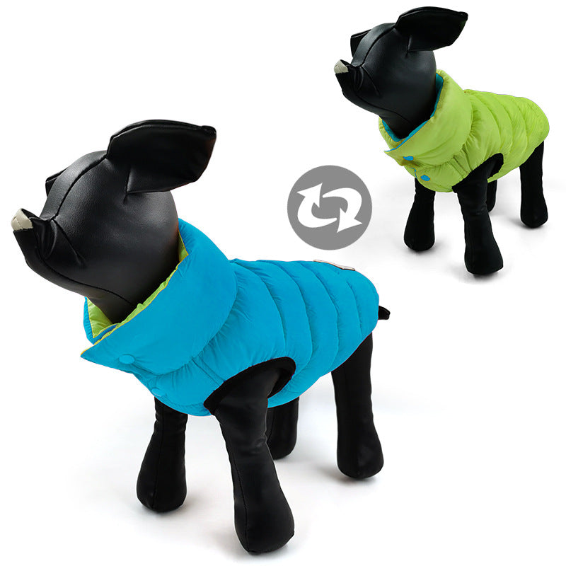 The New Dog Clothes Contrast Color And Wear A Vest On Both Sides