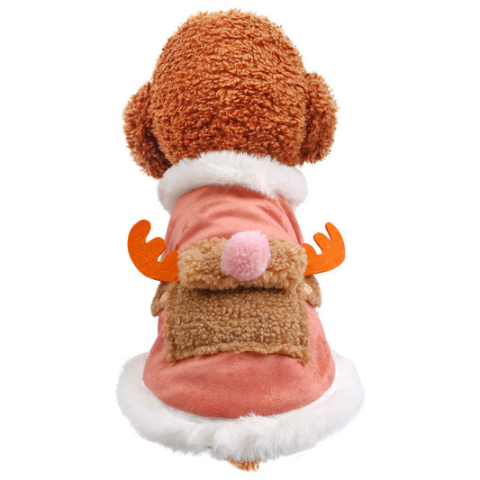 Pet dog clothes cartoon elk cotton coat