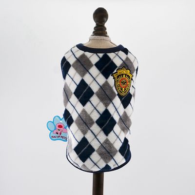 Diamond check flannel print dog vest