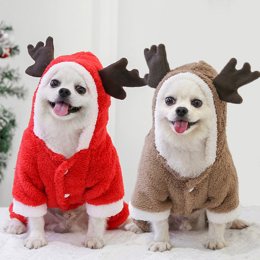 Autumn And Winter Christmas Four Legs Thick Fleece Warm Dog Coat