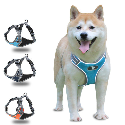 Vest-style reflective big dog chest strap