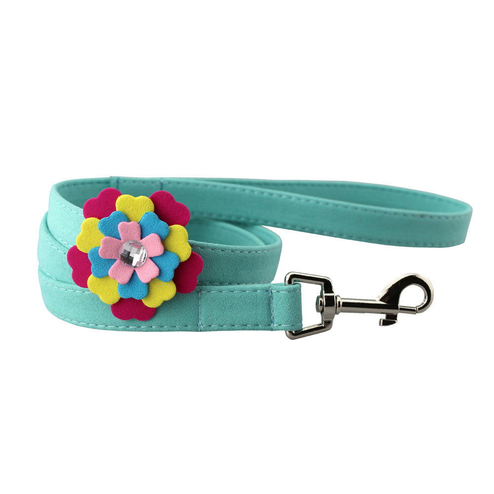 Velvet flower pet chest harness traction rope