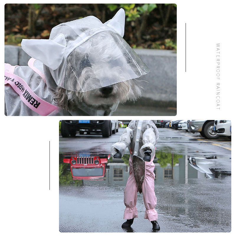 Splashproof raincoat with dog horn bib