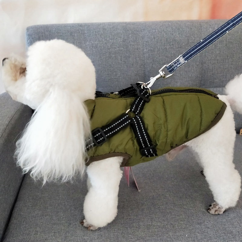 Waterproof Dog Clothes Winter Dog Coat With Harness Coat Costume