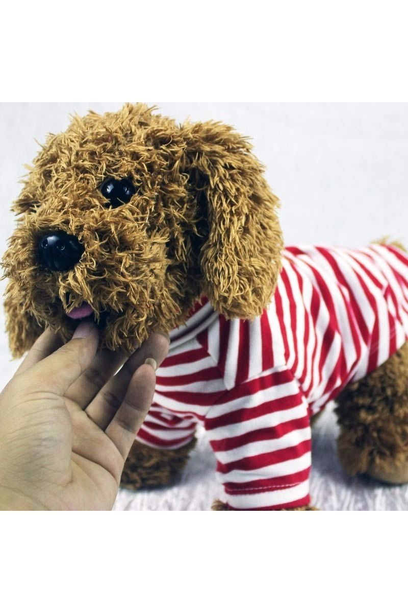 Small and medium dog cotton striped T-shirt