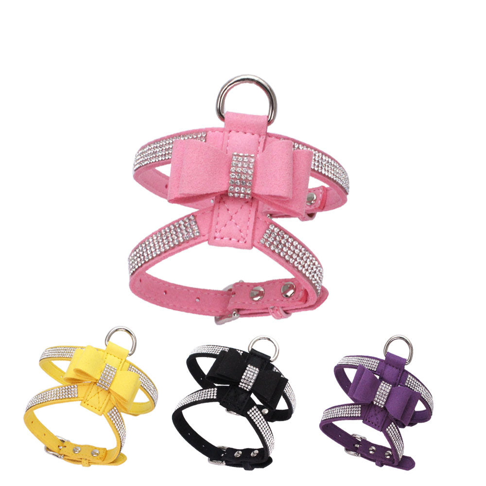 Shiny Rhinestone Anti-strike-off Pet Chest Strap Leash