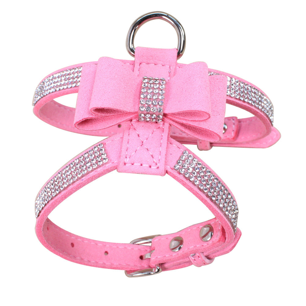 Shiny Rhinestone Anti-strike-off Pet Chest Strap Leash