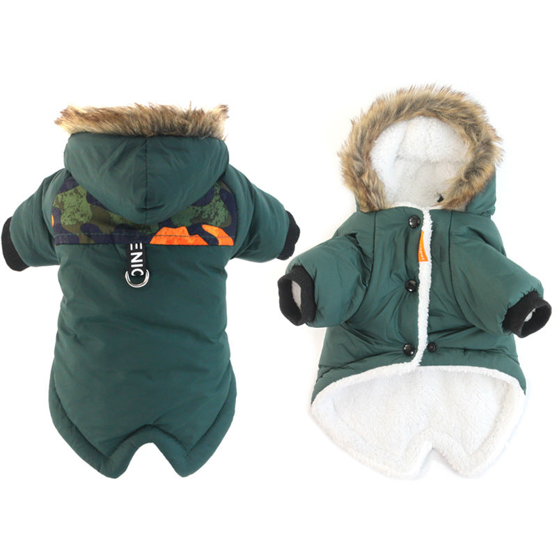 Dog Autumn And Winter Clothes Vest Hoodie Two-Legged Plush Jacket