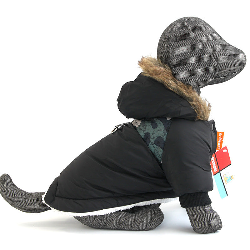 Dog Autumn And Winter Clothes Vest Hoodie Two-Legged Plush Jacket