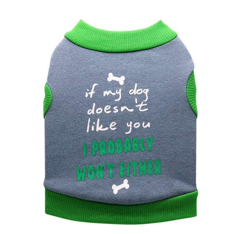 Pet Clothing Pet SuppliesFleece Cloth Letter Bones Small Dog Vest Wholesale Autumn And Winter