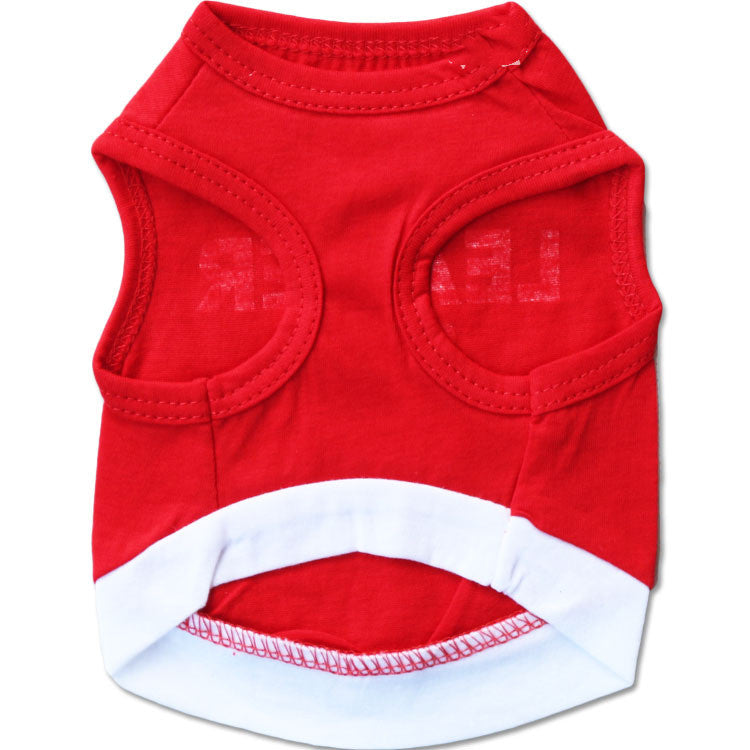 Dog Clothing Cotton Big Red Printed Letters Pet Vest Teddy Clothes