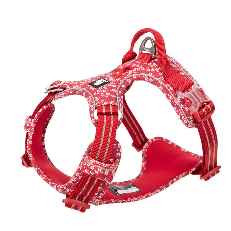 Pet Dog's Chest Strap Floral Explosion-proof Punching Traction