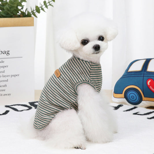 Pet Dog Clothes Thin Trend Striped Vest Teddy Bichon Vip Cat