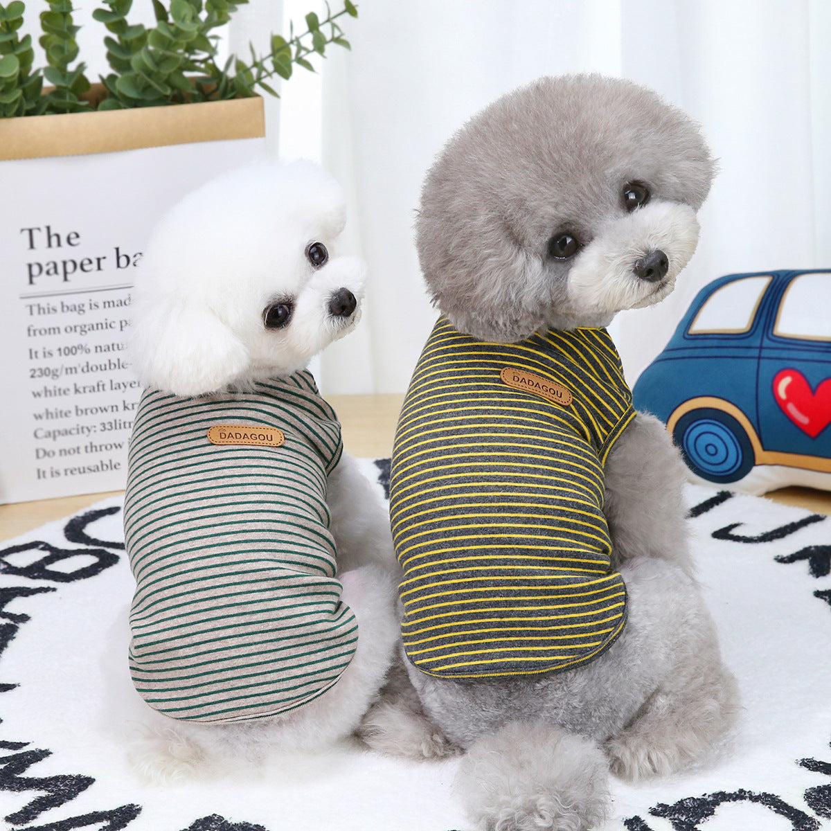 Pet Dog Clothes Thin Trend Striped Vest Teddy Bichon Vip Cat