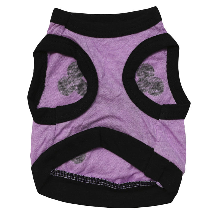 Spring And Summer Cotton Light Purple Printed Skull Vest Pet Dog Clothing