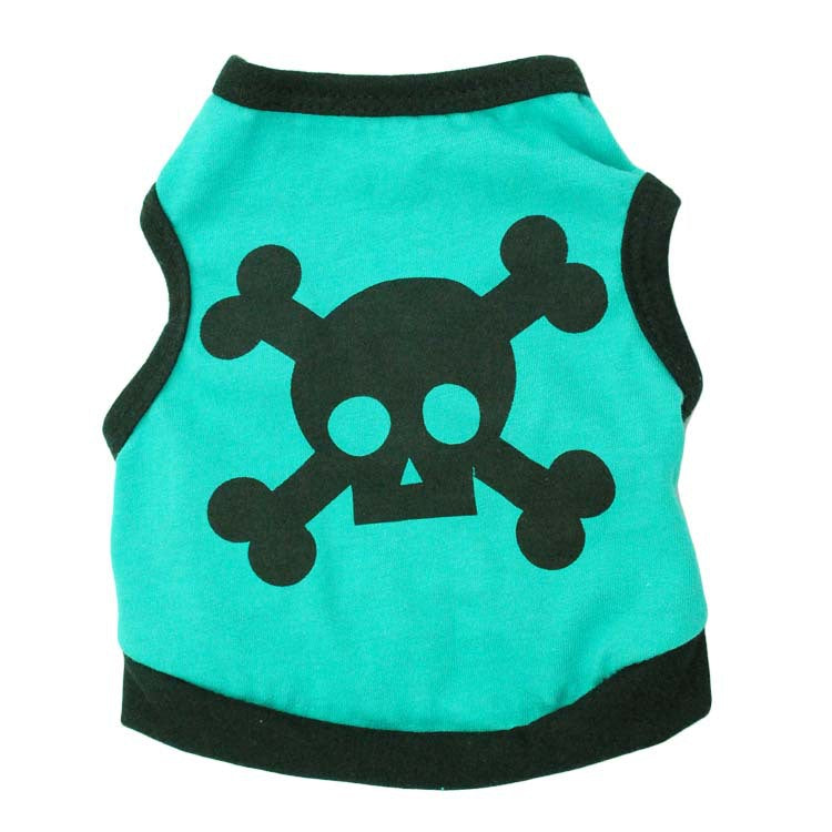 Spring And Summer Cotton Light Purple Printed Skull Vest Pet Dog Clothing