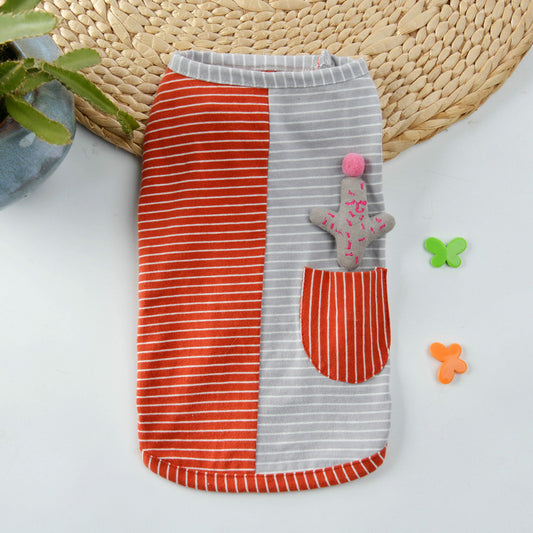 Pure Cotton Striped Knitted Dog Vest Clothes