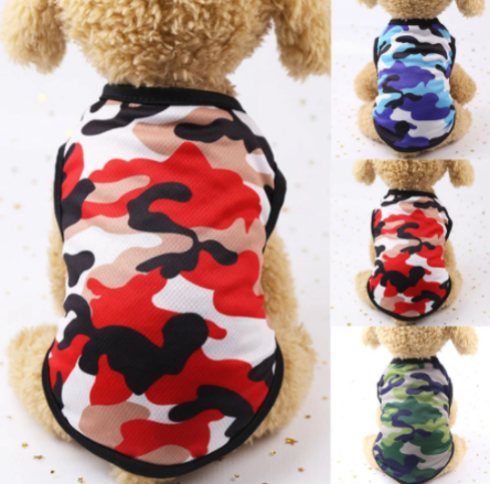 Printed Mesh Camouflage Cartoon Vest Multi-color Optional Color Dog Vest