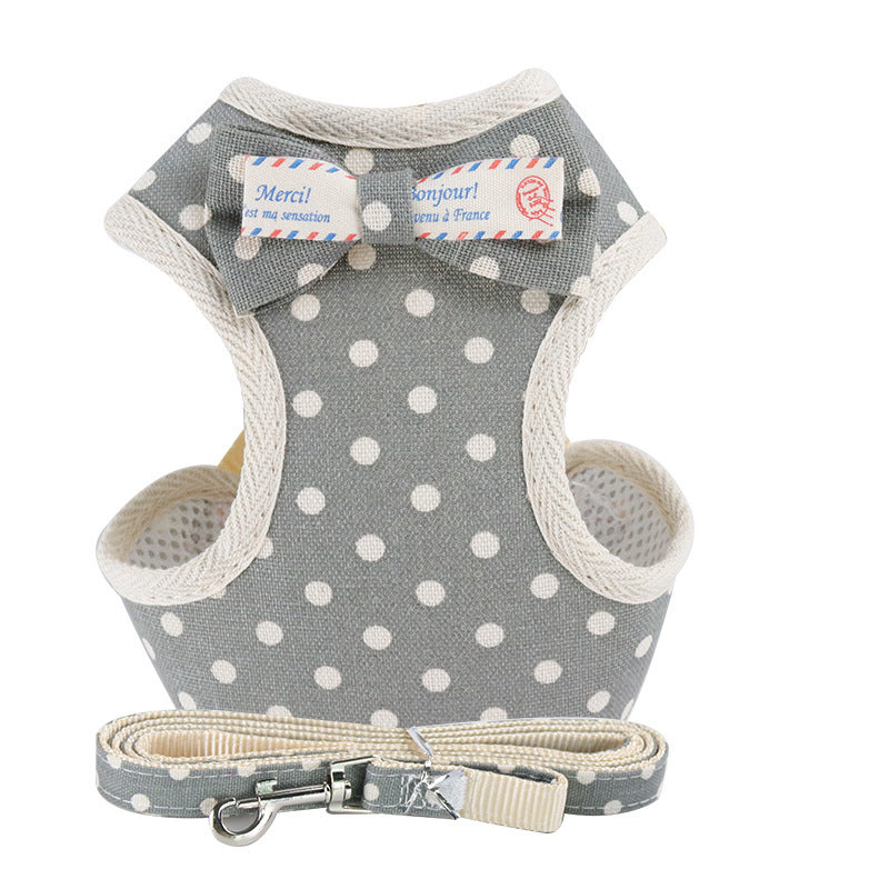 New Dog Leash Suit Vest-Style Bowknot Chest Back