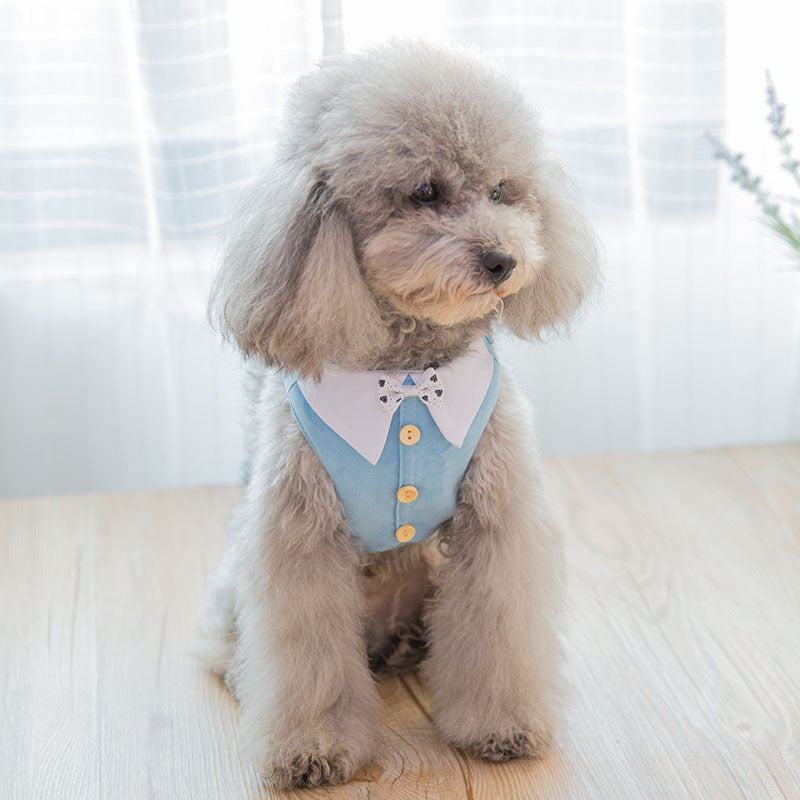 New Bow Tie Button Dog Vest Traction Rope