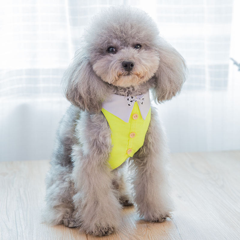 New Bow Tie Button Dog Vest Traction Rope