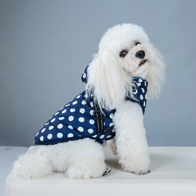 Polka-dot Dog Cotton-padded Jacket Plus Velvet Warm Coat Vest