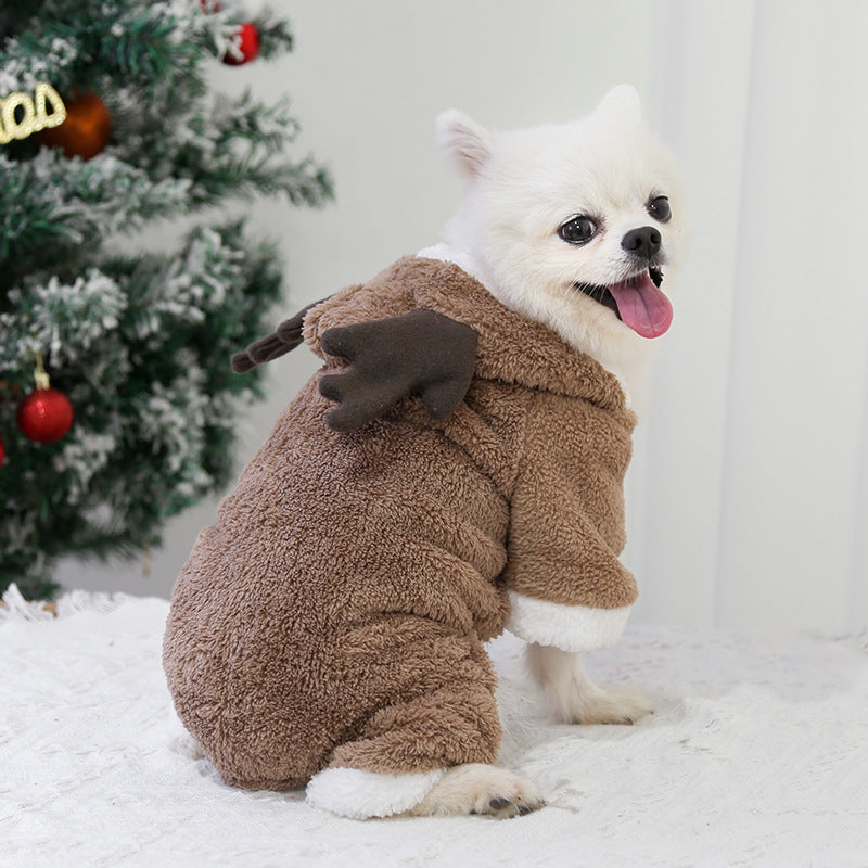 Autumn And Winter Christmas Four Legs Thick Fleece Warm Dog Coat