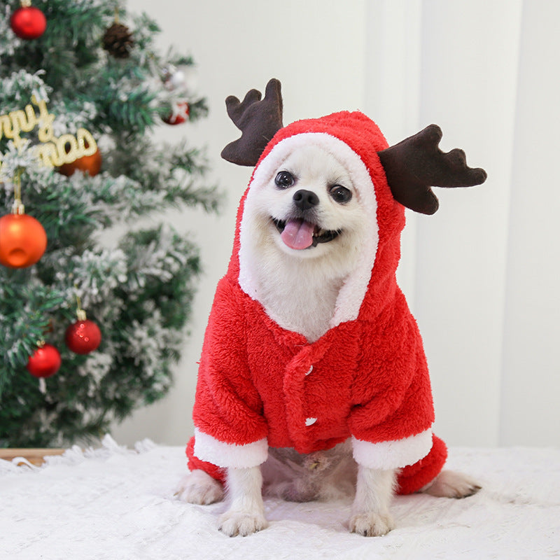 Autumn And Winter Christmas Four Legs Thick Fleece Warm Dog Coat