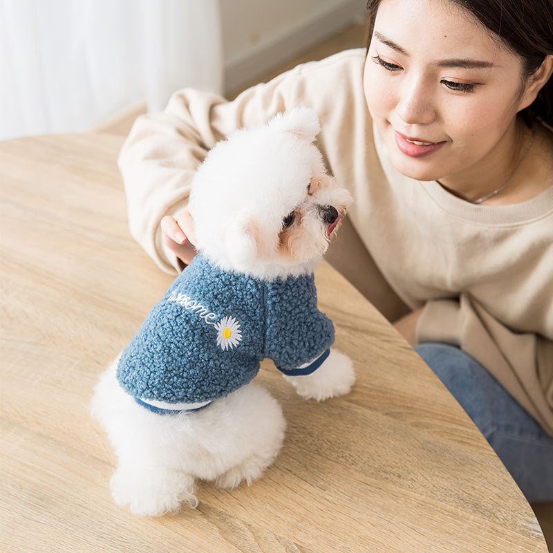 Dog feet embroidered warm Teddy coat