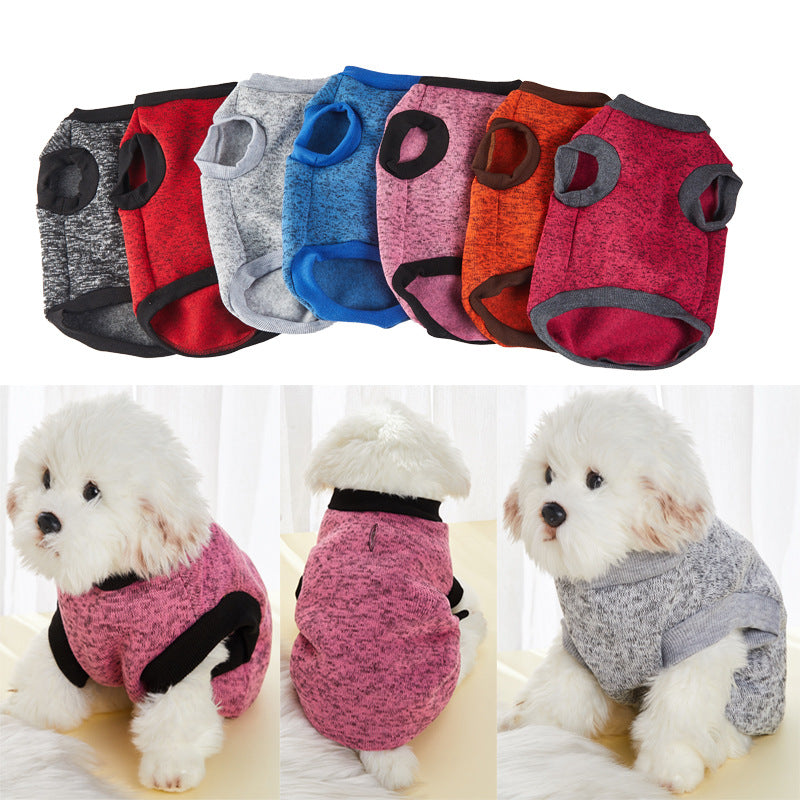 Pet Vest Fleece Lined Padded Warm Keeping Round Neck Pullover Dog Clothing