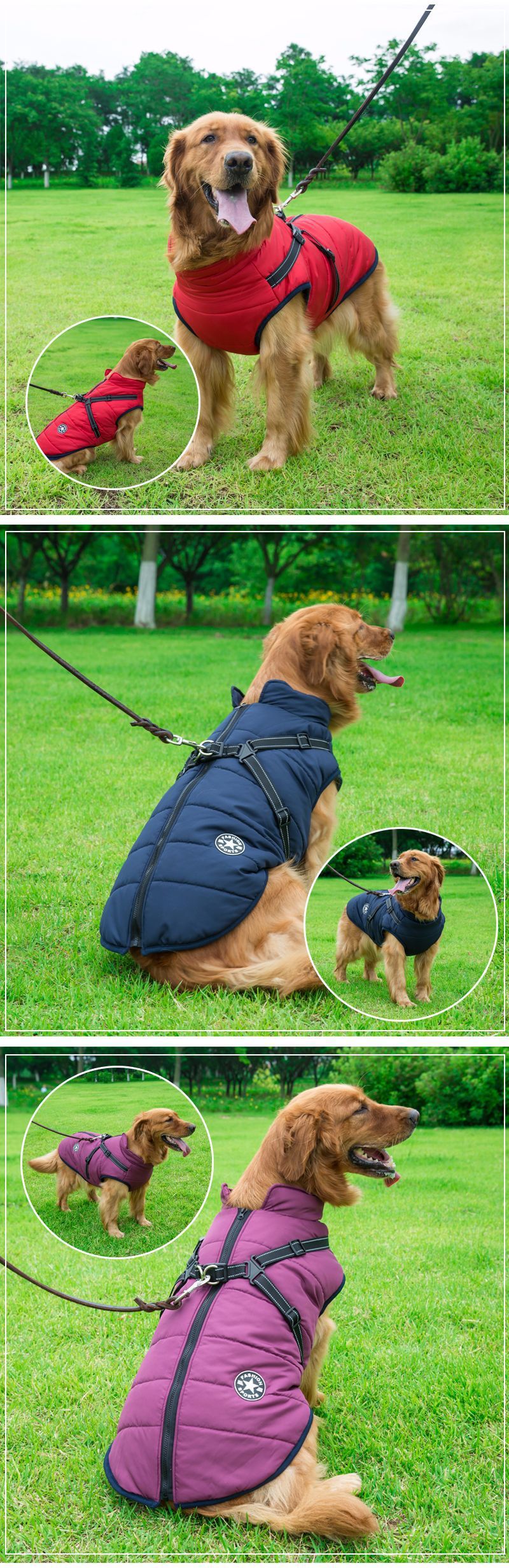 Reflective Large Dog Clothes Cold-proof Warm Pet Coat