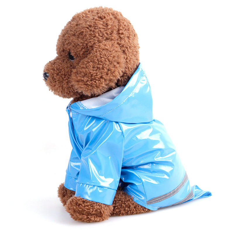 PU Reflective Dog Hooded Windproof Raincoat