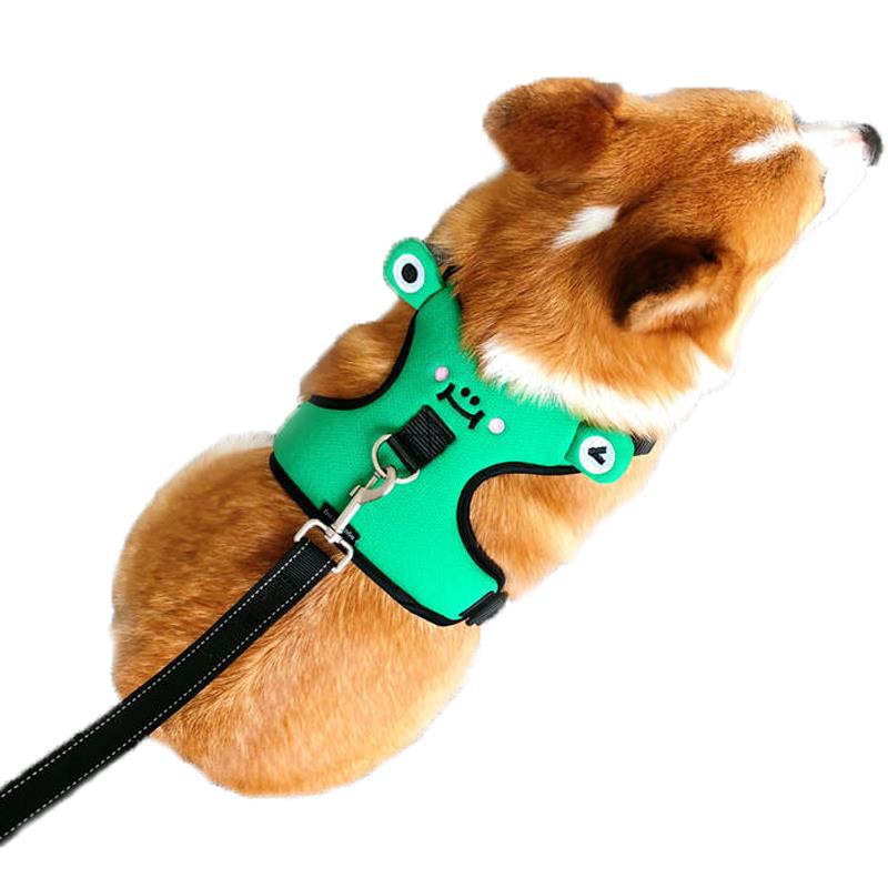 Dogs chest and back with traction rope, dog\'s back with lovely vest type walking dog explosion-proof small dog collar