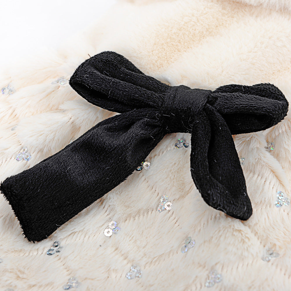 Elegant bow plush coat dog clothes Bomei Teddy clothes