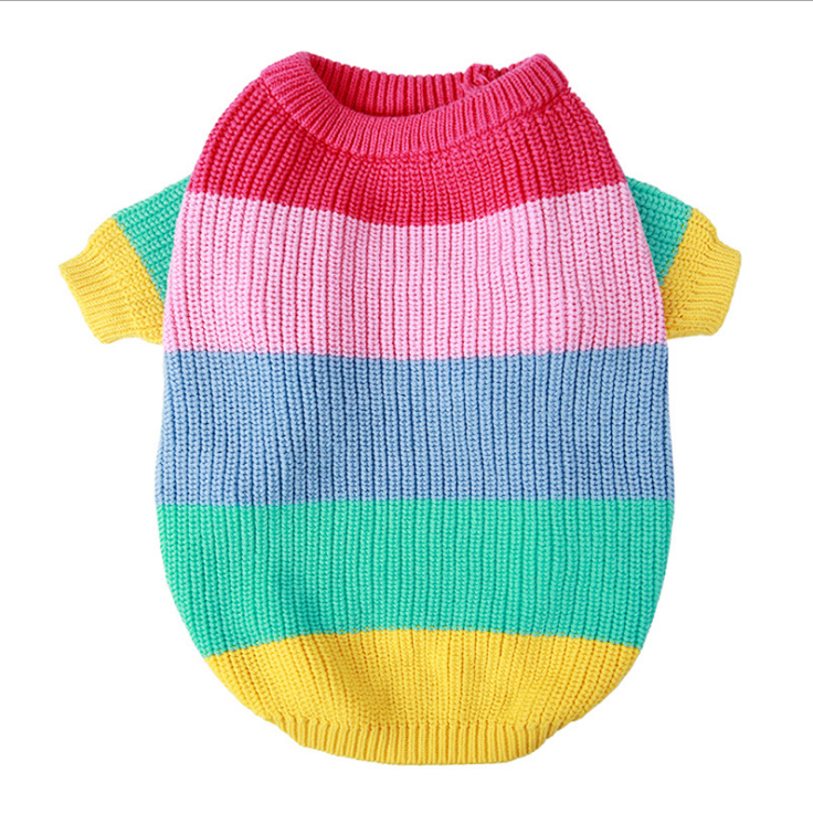 Rainbow knit dog sweater