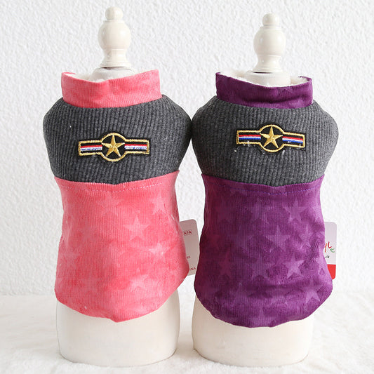 Corduroy Patchwork Star Vest, Pet Clothes, Dog Clothes