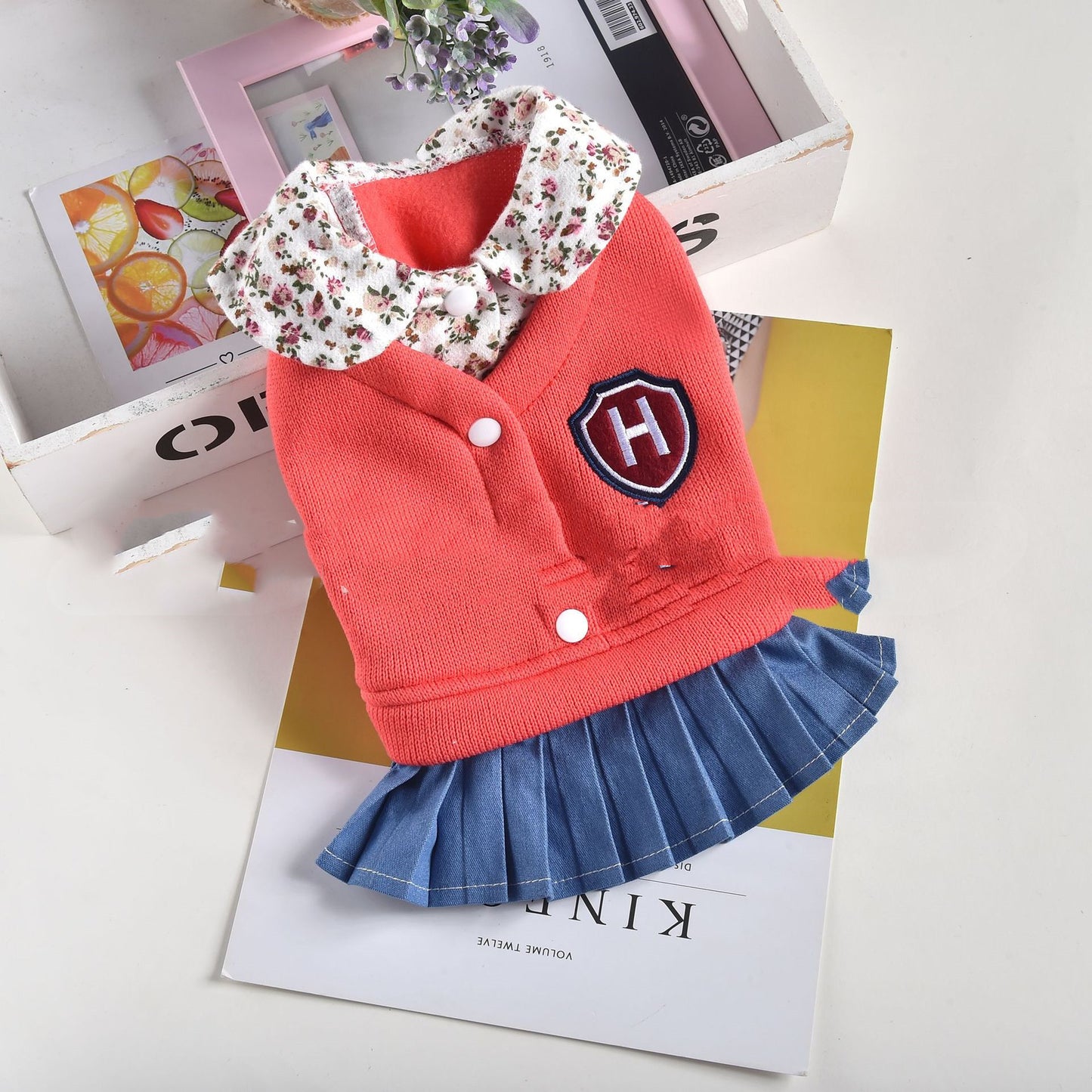 College Style Pleated Skirt Dress Fashion Pet Clothes