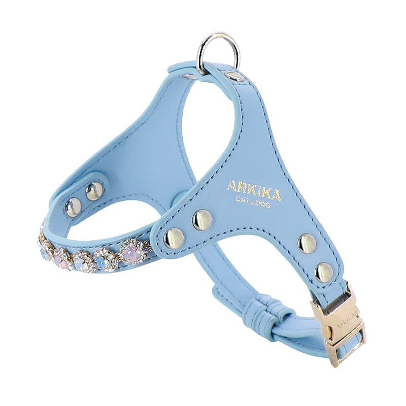 Dog Harness And Leash Rhinestone PU Leather Adjustable