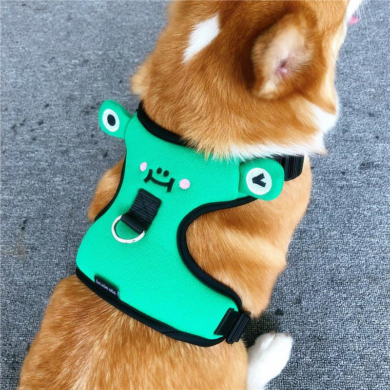 Dogs chest and back with traction rope, dog\'s back with lovely vest type walking dog explosion-proof small dog collar