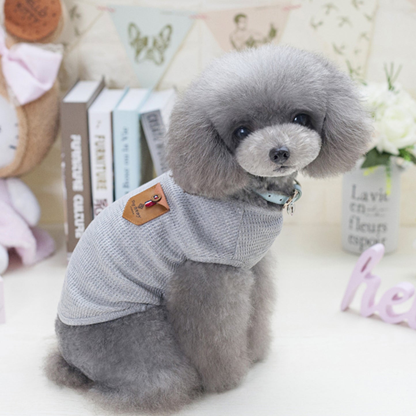 Solid color dog breathable T-shirt vest