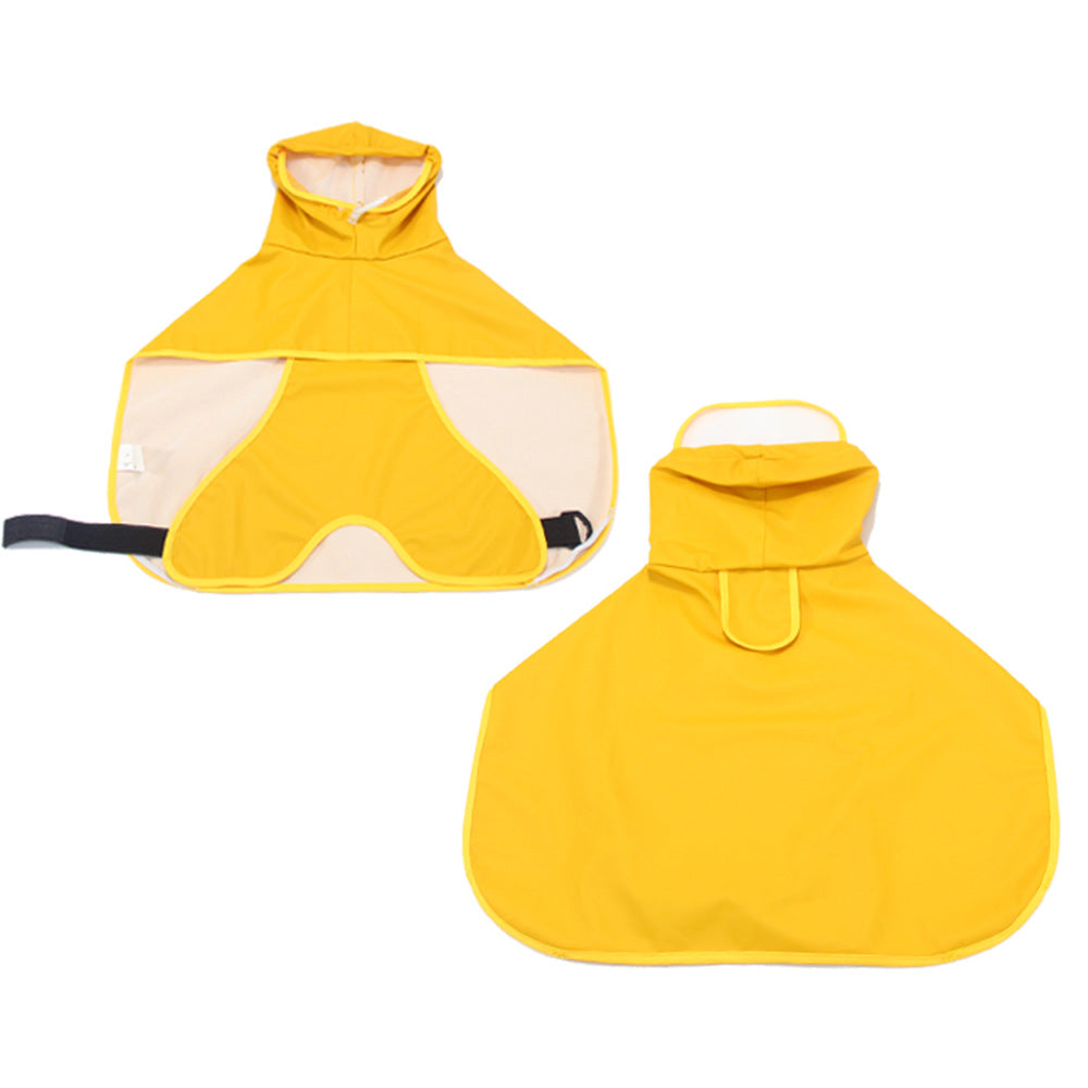 Dog Raincoat Transparent Brim Pet Poncho With Bellyband