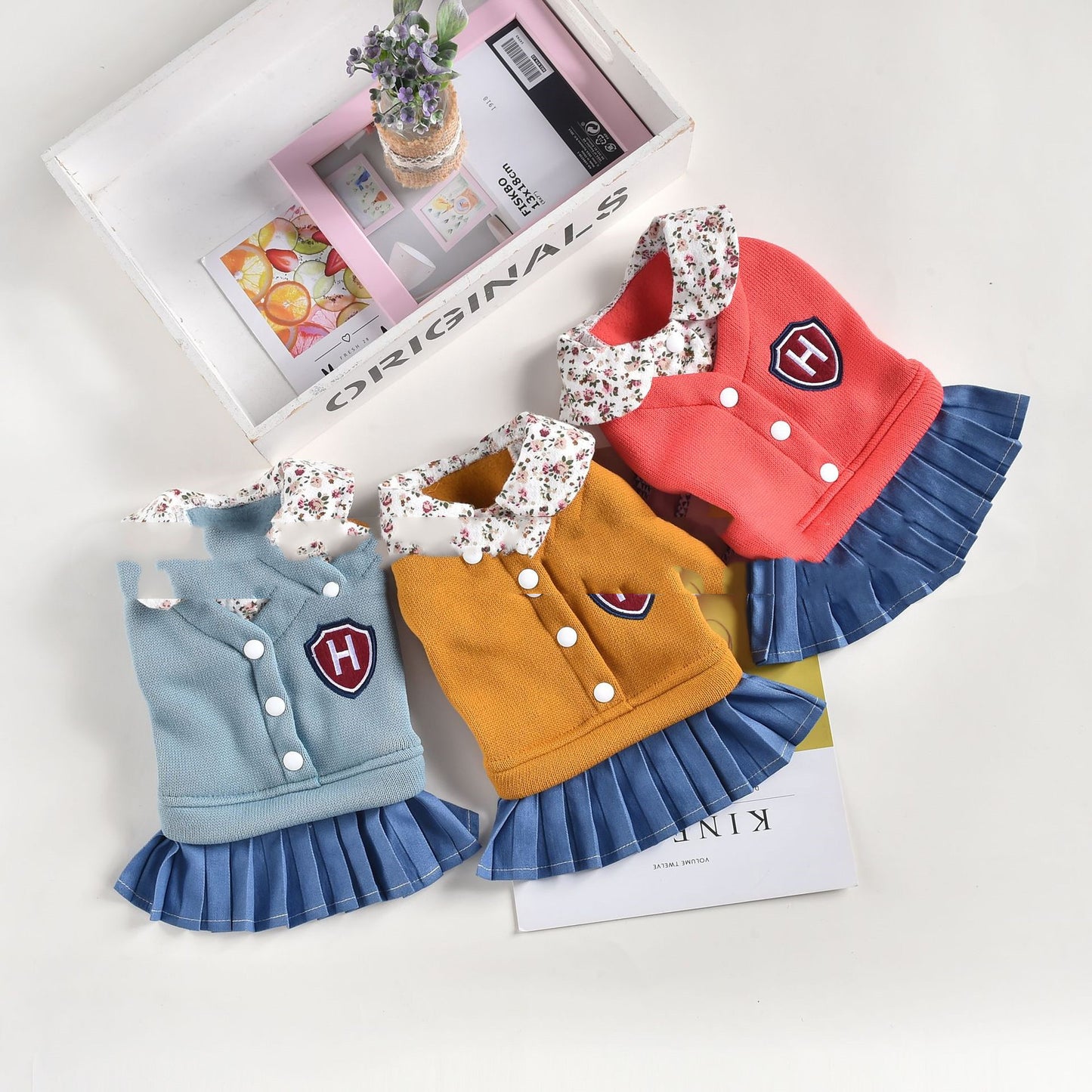 College Style Pleated Skirt Dress Fashion Pet Clothes