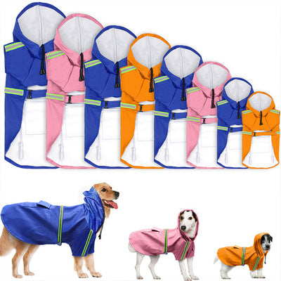 Spring and summer new dog raincoat waterproof cape dog reflective raincoat