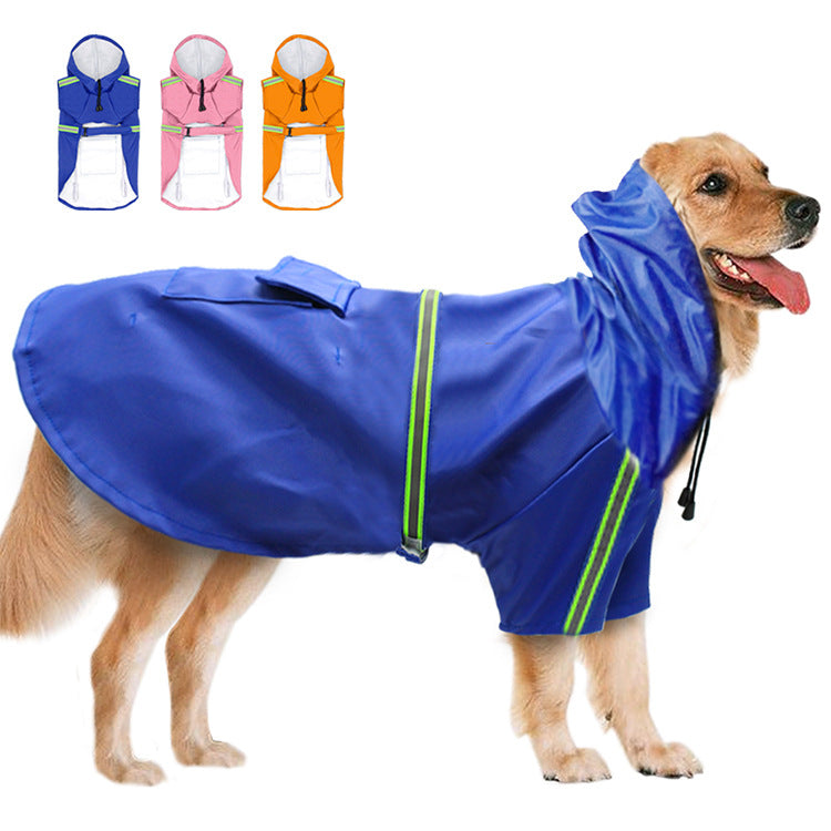 Spring and summer new dog raincoat waterproof cape dog reflective raincoat