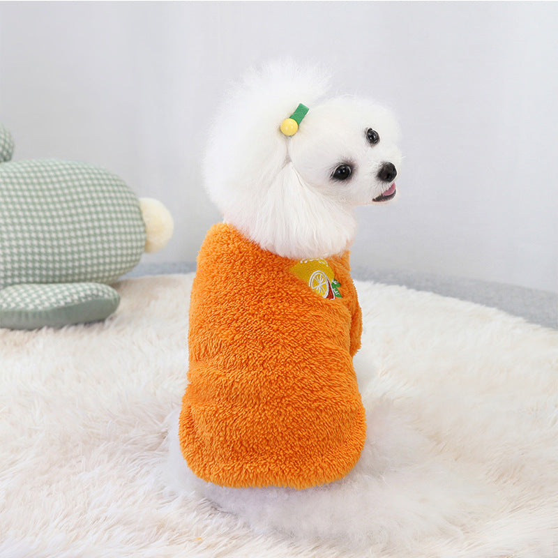 Pet small and medium thermal fleece two-legged clothing