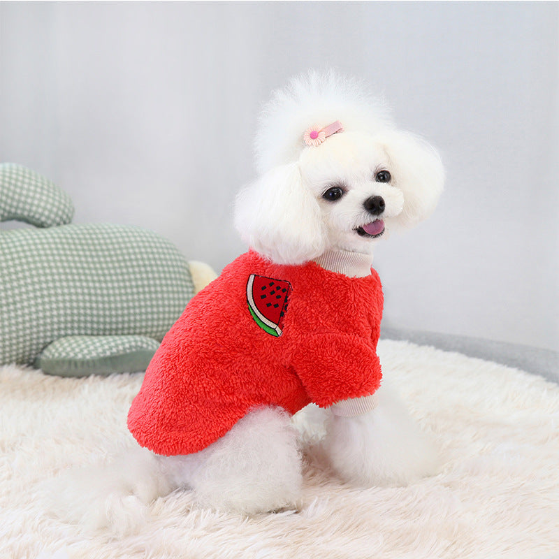 Pet small and medium thermal fleece two-legged clothing