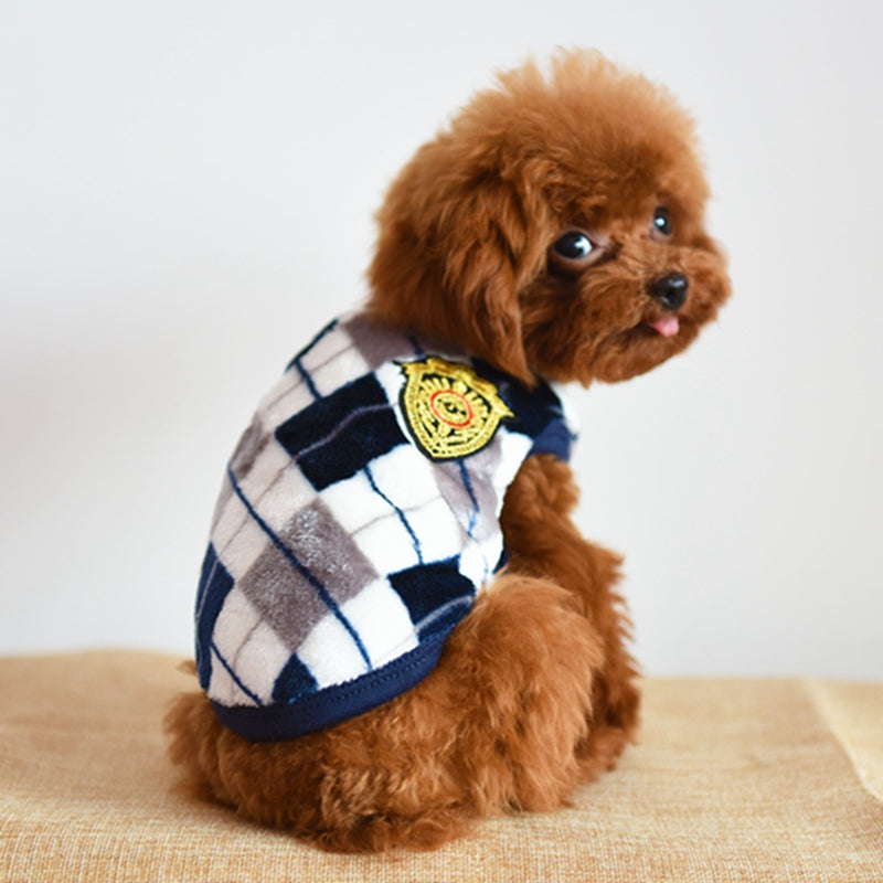 Diamond check flannel print dog vest