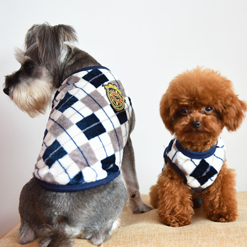 Diamond check flannel print dog vest